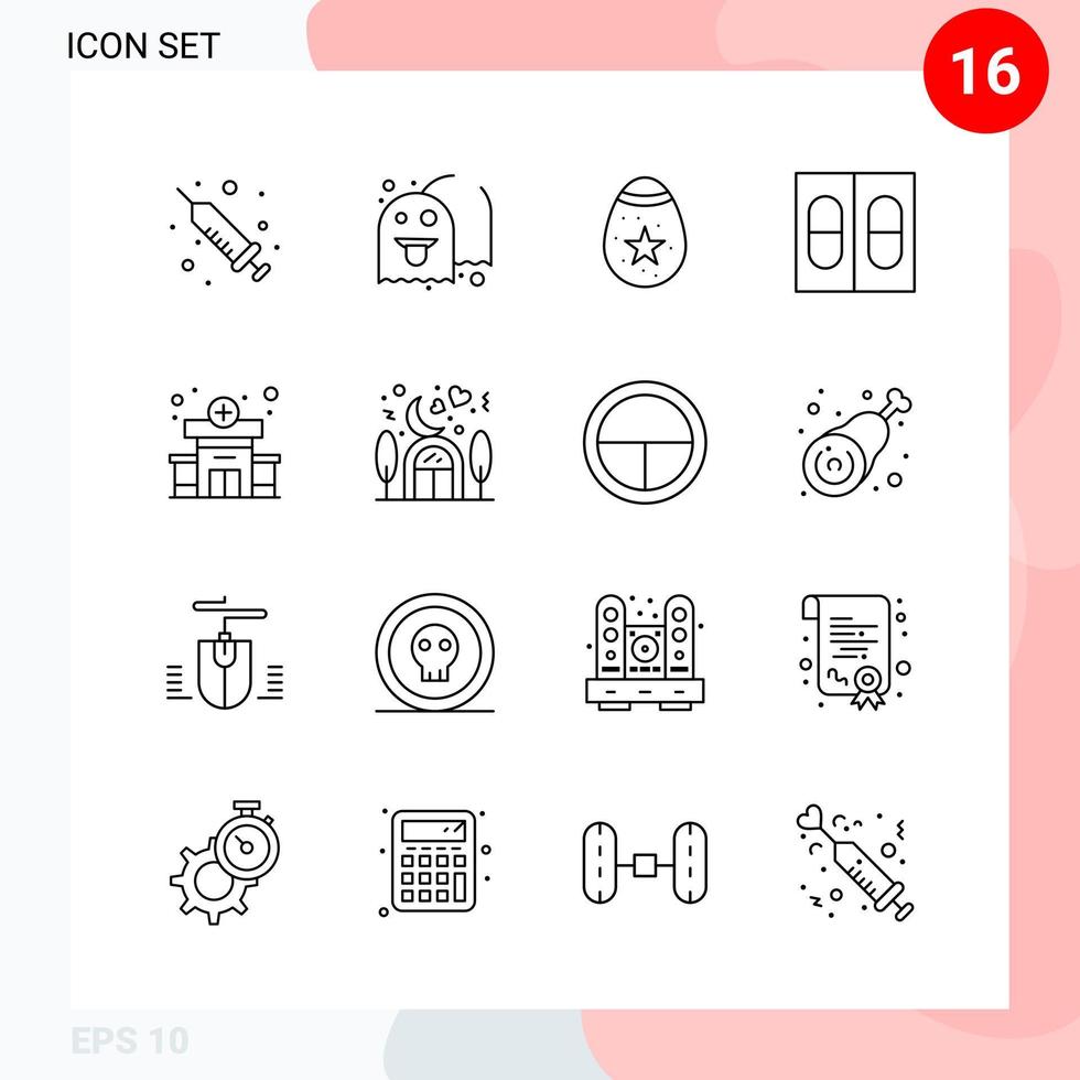 Vector Pack of 16 Icons in Line Style Creative Outline Pack isolated on White Background for Web and Mobile