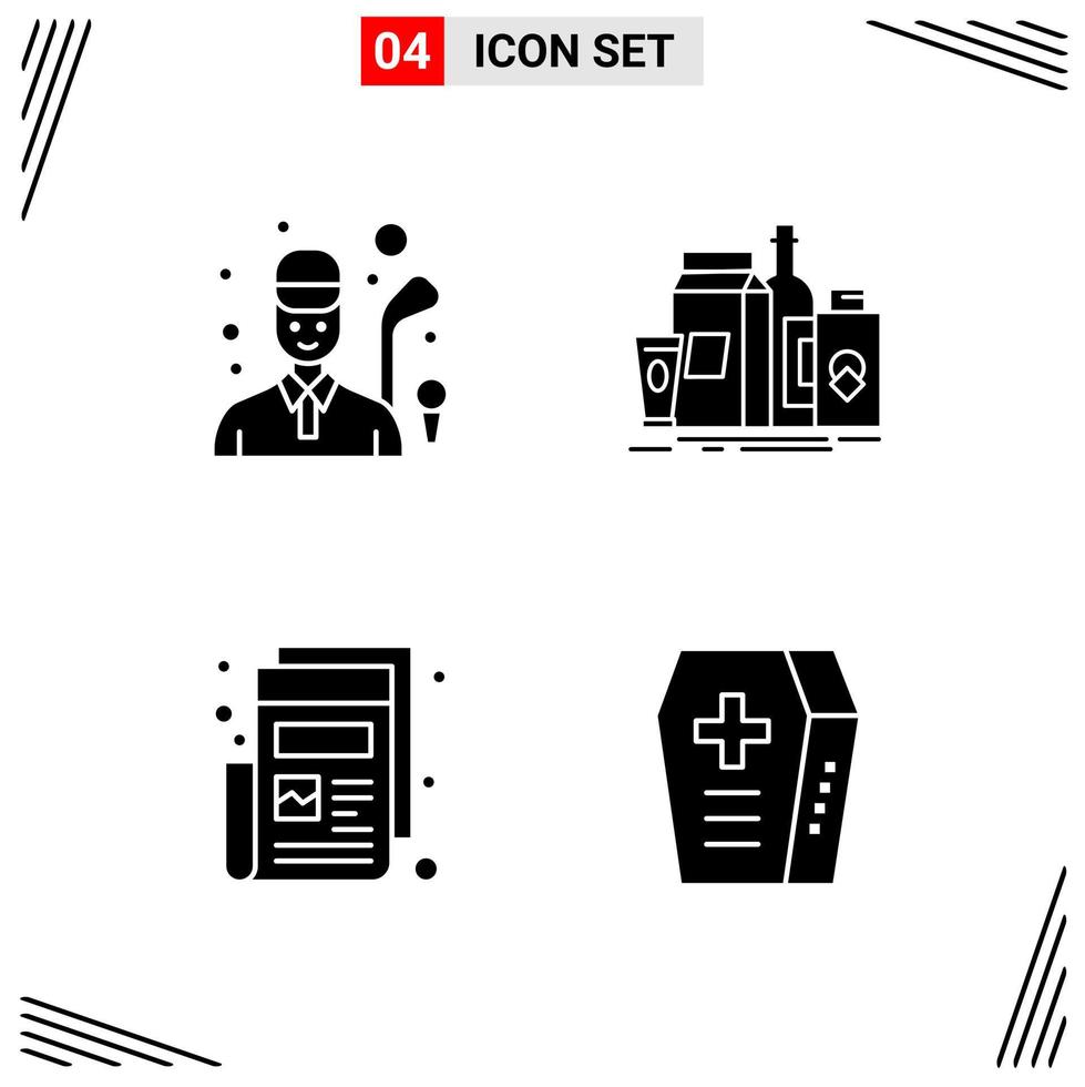 4 iconos símbolos de glifos creativos basados en cuadrícula de estilo sólido para el diseño de sitios web signos de iconos sólidos simples aislados en fondo blanco conjunto de 4 iconos vector