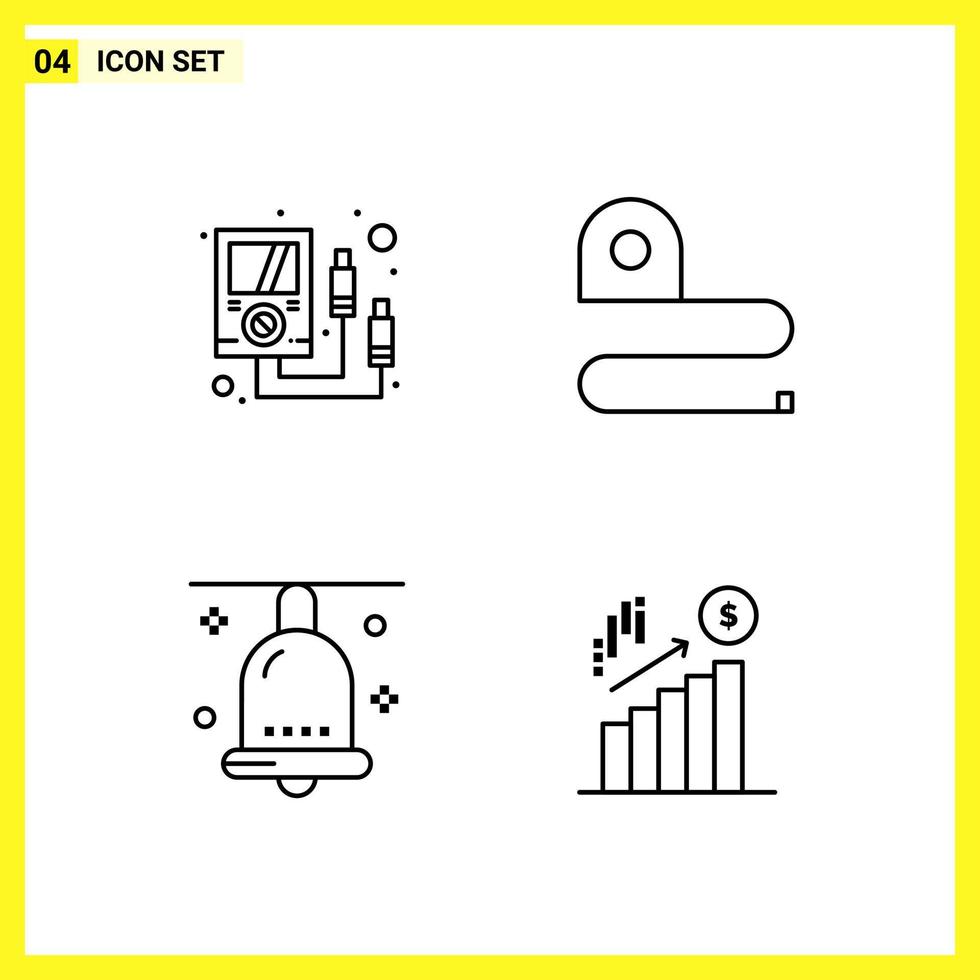 4 Icon Set Simple Line Symbols Outline Sign on White Background for Website Design Mobile Applications and Print Media vector