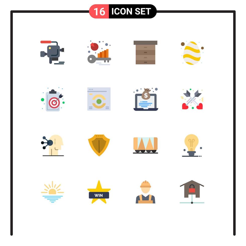 Set of 16 Modern UI Icons Symbols Signs for goal aim decor spring egg Editable Pack of Creative Vector Design Elements