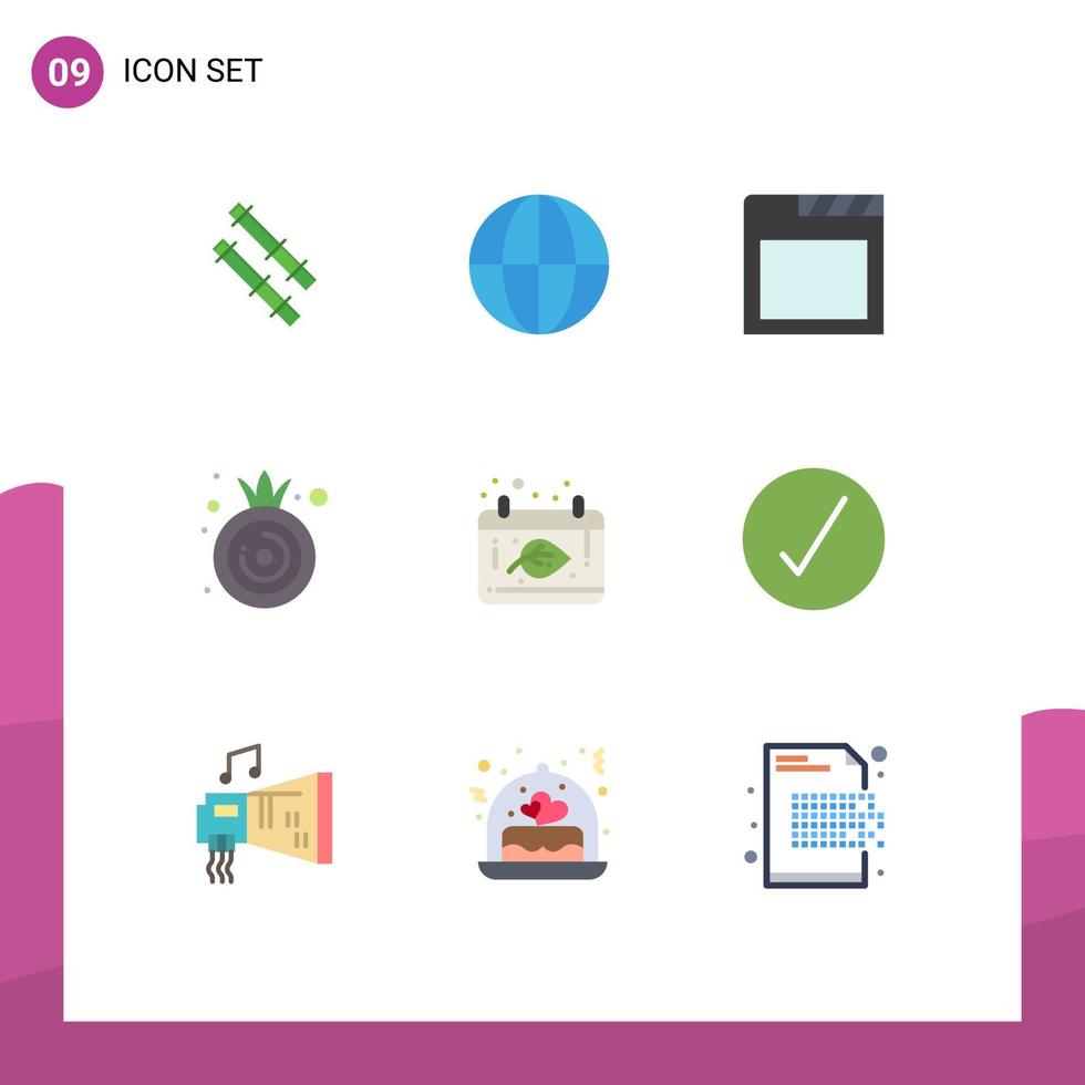 Modern Set of 9 Flat Colors and symbols such as complete check food thanksgiving calendar Editable Vector Design Elements