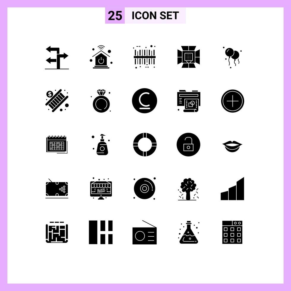 Set of 25 Modern UI Icons Symbols Signs for economy decoration sku balloons professional Editable Vector Design Elements