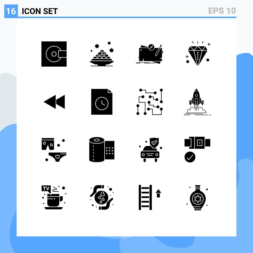 User Interface Pack of 16 Basic Solid Glyphs of event celebration ramadan role mission Editable Vector Design Elements