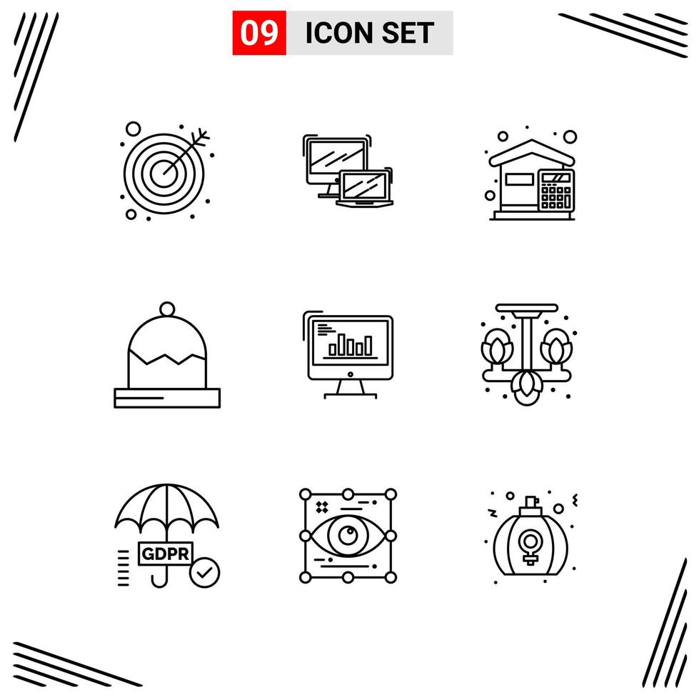 9 Icons Line Style Grid Based Creative Outline Symbols for Website Design Simple Line Icon Signs Isolated on White Background 9 Icon Set vector