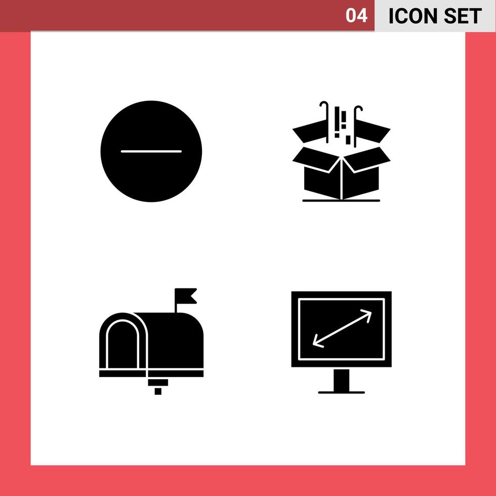 Group of Modern Solid Glyphs Set for circle contact box goods email Editable Vector Design Elements