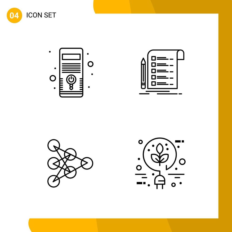 4 Icon Set Line Style Icon Pack Outline Symbols isolated on White Backgound for Responsive Website Designing vector