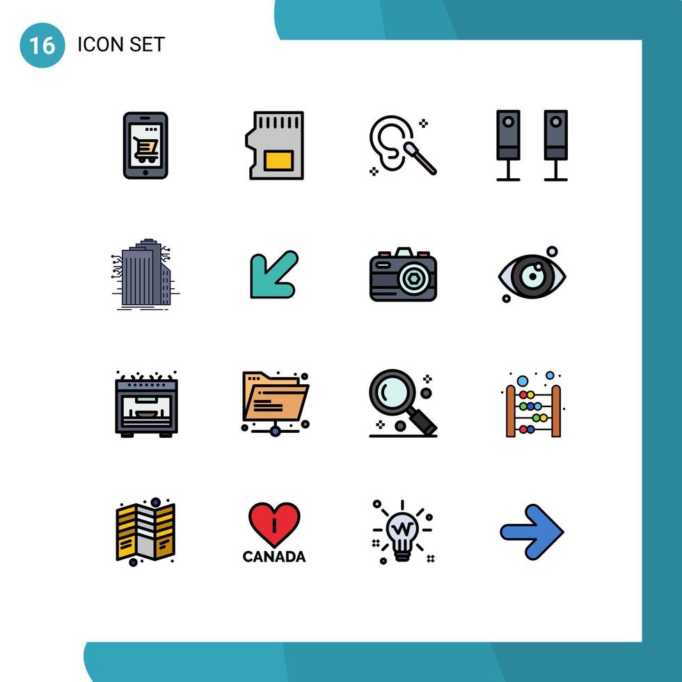 16 Creative Icons Modern Signs and Symbols of building sound data electric clean Editable Creative Vector Design Elements