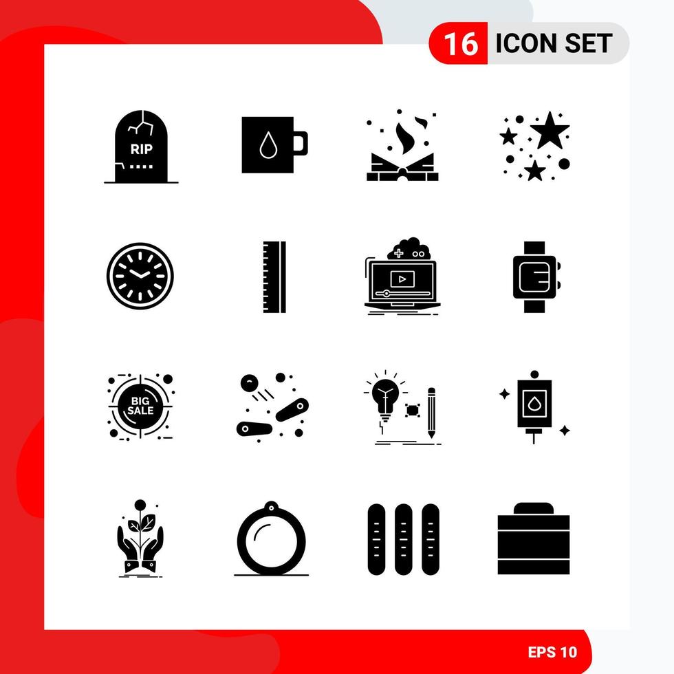 conjunto creativo de 16 iconos de glifos universales aislados sobre fondo blanco vector