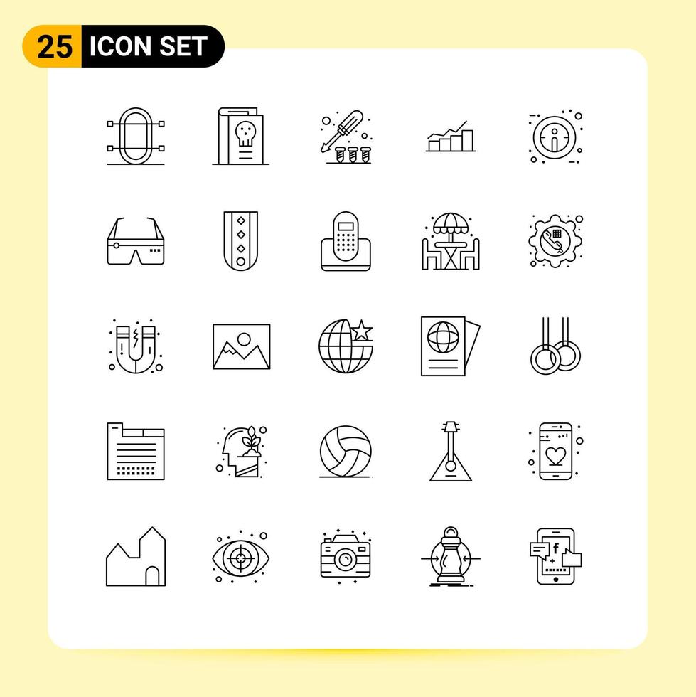 Line Pack of 25 Universal Symbols of graph chart halloween growth tool Editable Vector Design Elements