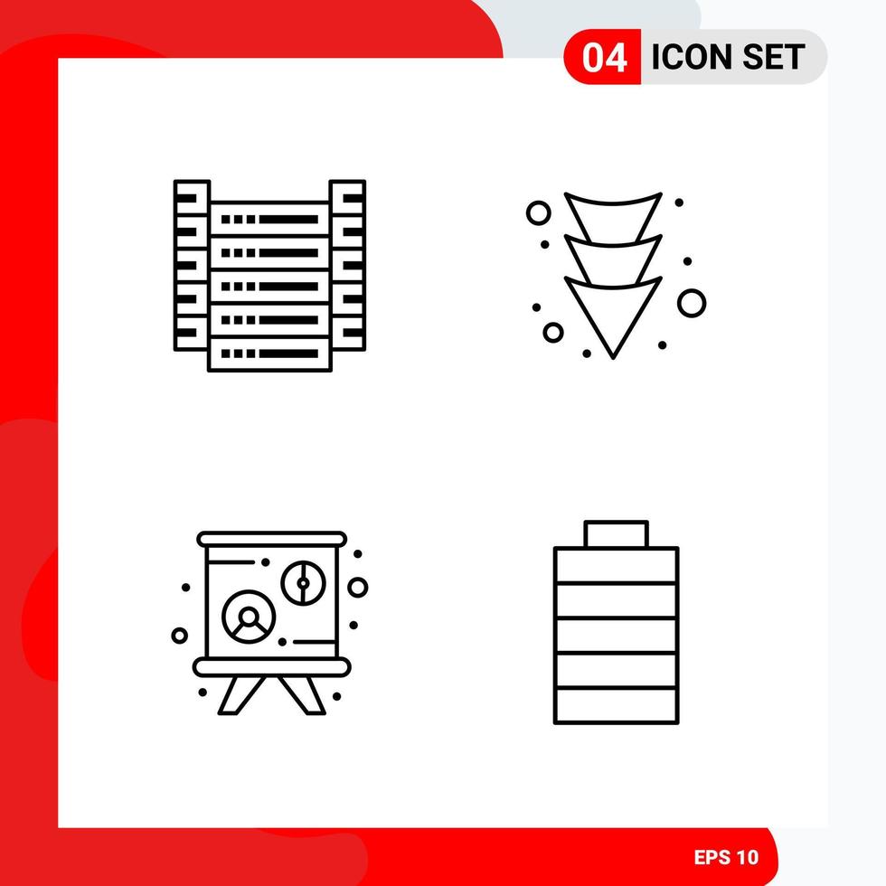 Creative Set of 4 Universal Outline Icons isolated on White Background vector