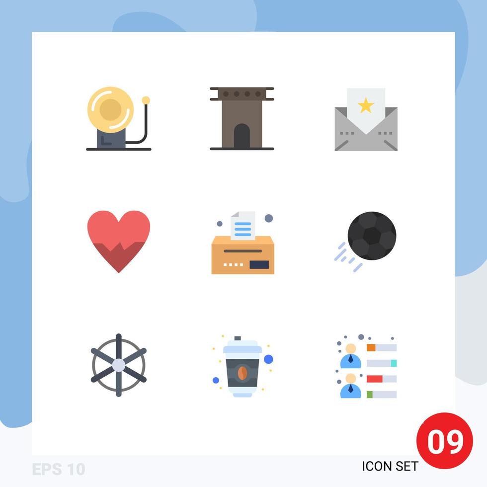 Pictogram Set of 9 Simple Flat Colors of office bill greeting skin love Editable Vector Design Elements
