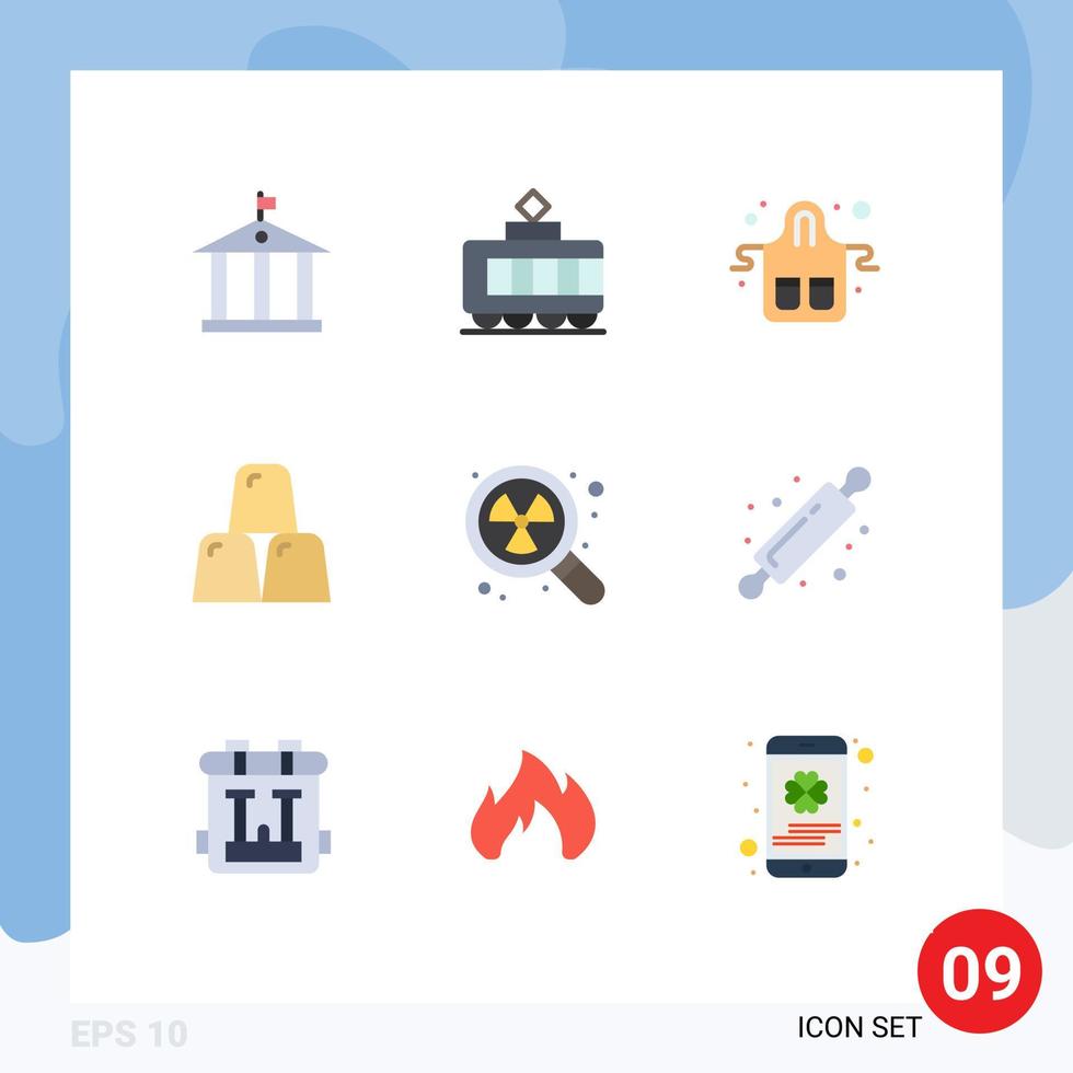 Stock Vector Icon Pack of 9 Line Signs and Symbols for waste nuclear gloves gold business Editable Vector Design Elements