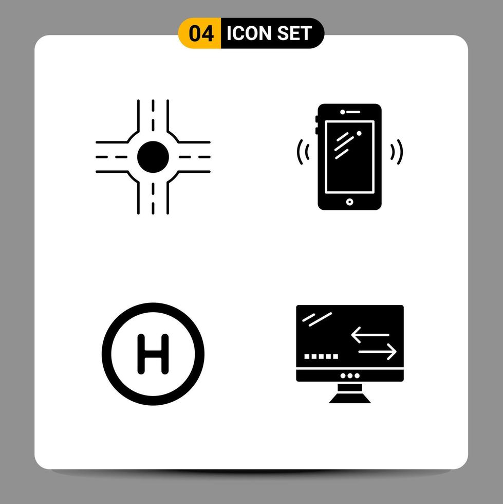 4 Black Icon Pack Glyph Symbols Signs for Responsive designs on white background 4 Icons Set vector