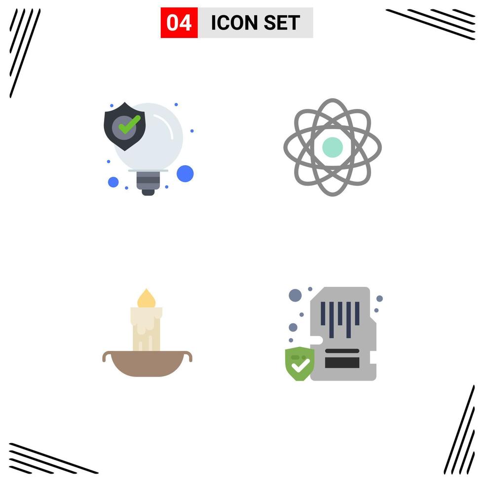 4 Universal Flat Icons Set for Web and Mobile Applications idea fire solution chemistry holiday Editable Vector Design Elements
