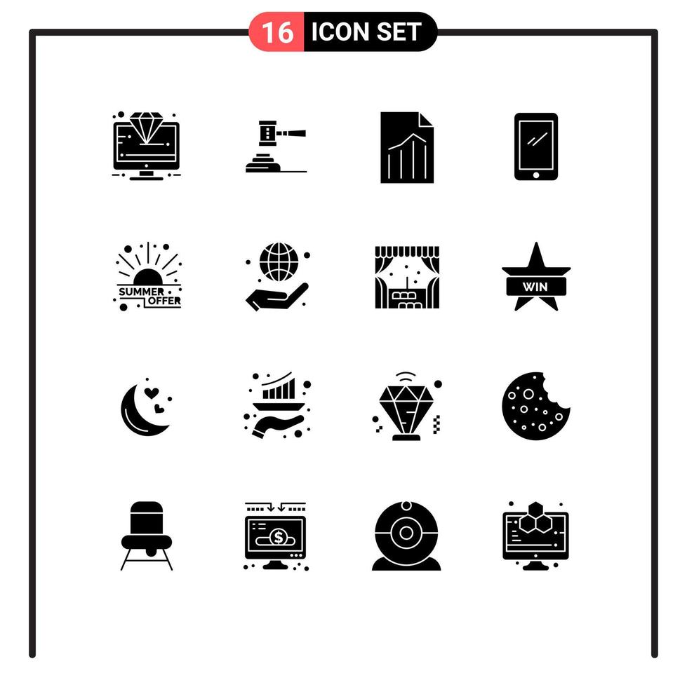 User Interface Pack of 16 Basic Solid Glyphs of sheet page court file legal Editable Vector Design Elements