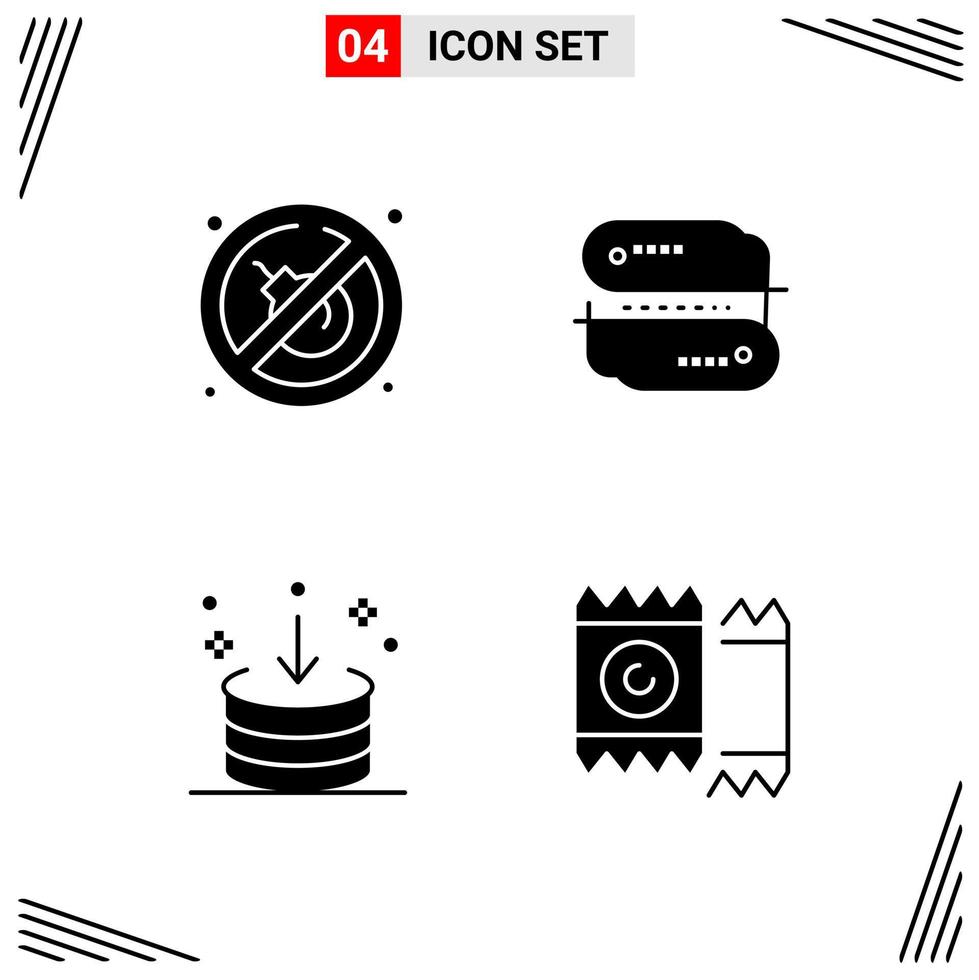 4 Icons Solid Style Grid Based Creative Glyph Symbols for Website Design Simple Solid Icon Signs Isolated on White Background 4 Icon Set vector