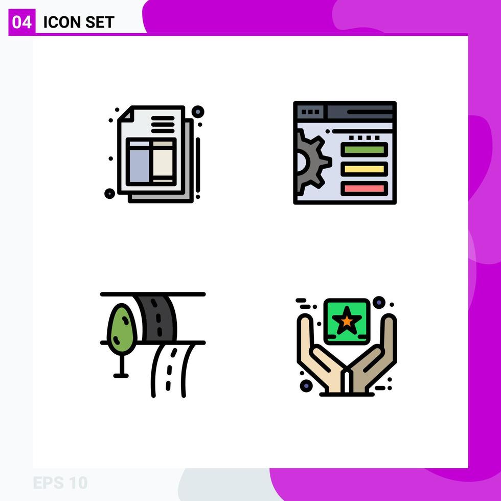 Pictogram Set of 4 Simple Filledline Flat Colors of bill best quality design road premium product Editable Vector Design Elements