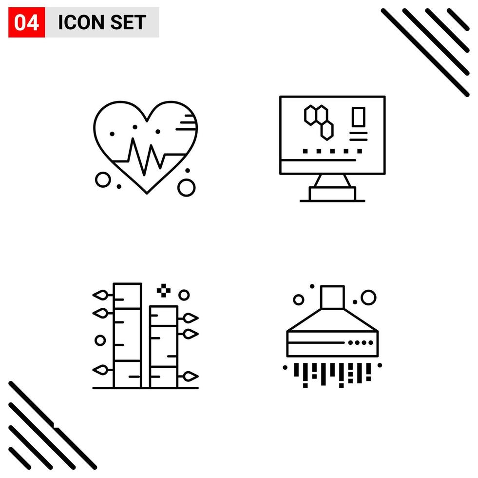 conjunto perfecto de píxeles de iconos de 4 líneas conjunto de iconos de esquema para el diseño de sitios web y la interfaz de aplicaciones móviles vector