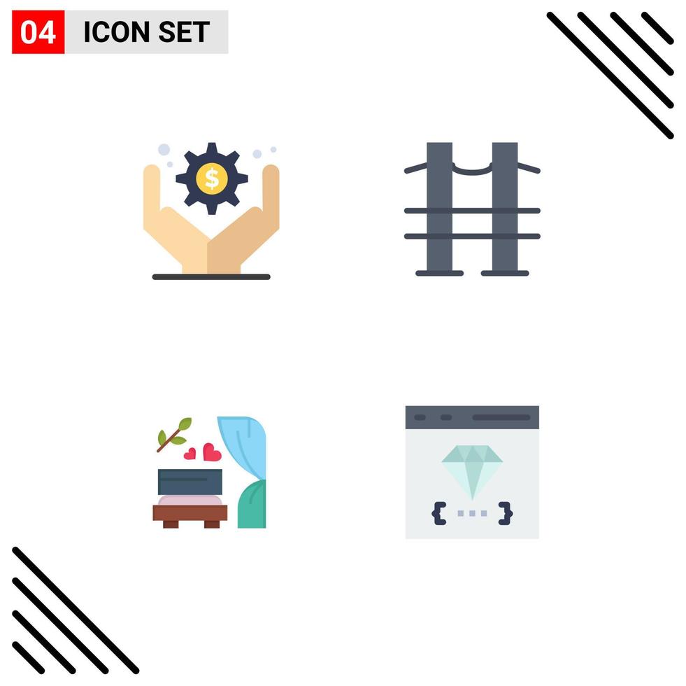 Group of 4 Modern Flat Icons Set for business administration wedding bridge road app Editable Vector Design Elements