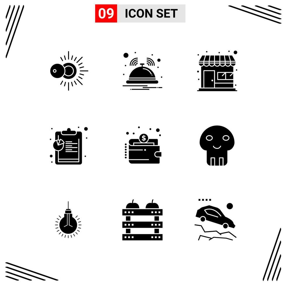 9 Icons Solid Style Grid Based Creative Glyph Symbols for Website Design Simple Solid Icon Signs Isolated on White Background 9 Icon Set vector