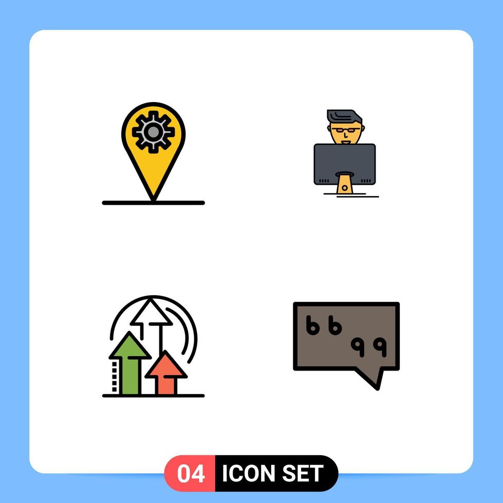 Universal Icon Symbols Group of 4 Modern Filledline Flat Colors of business method gear gammer product Editable Vector Design Elements