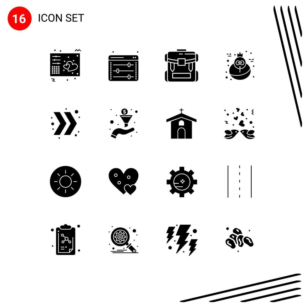 Universal Icon Symbols Group of 16 Modern Solid Glyphs of arrow thanksgiving web setting holiday hiking Editable Vector Design Elements