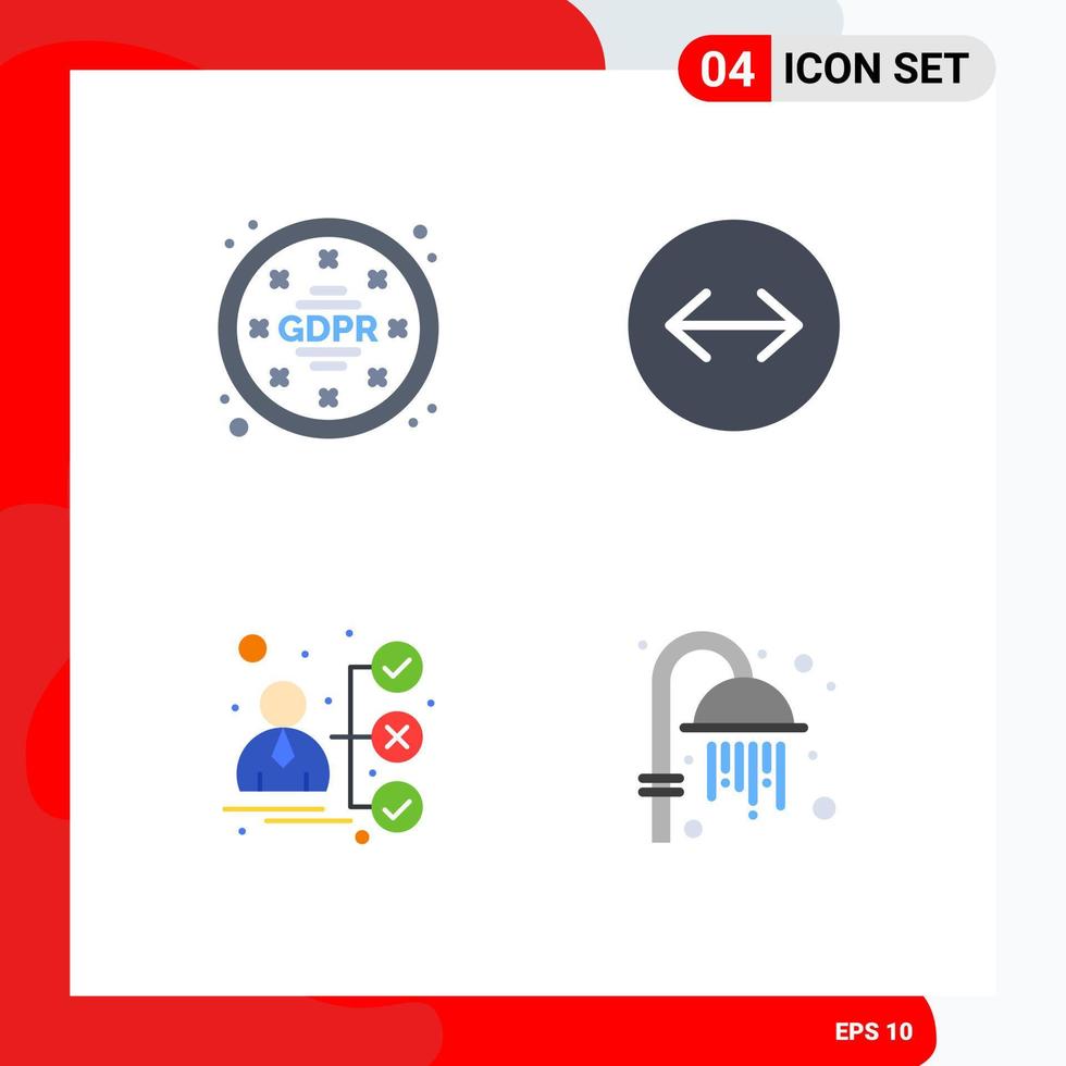 4 Flat Icon concept for Websites Mobile and Apps gdpr portfolio data swipe arrows cleansing Editable Vector Design Elements