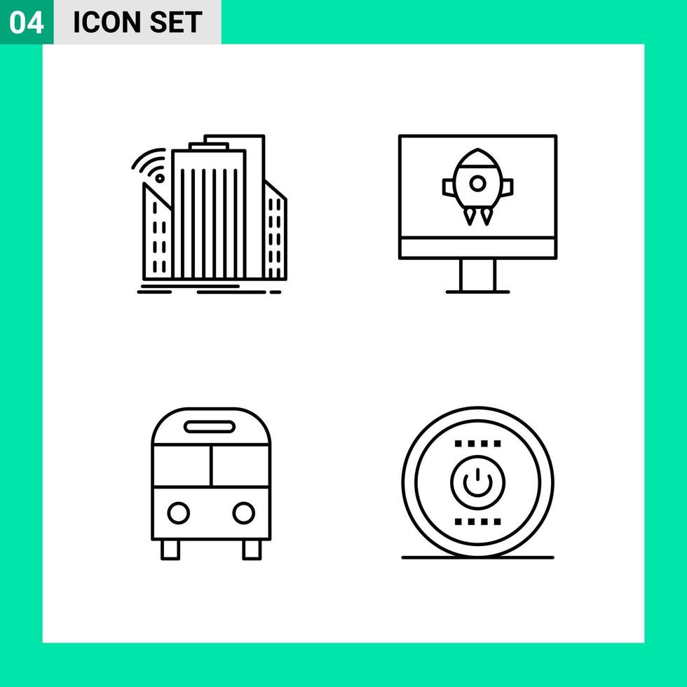 Pack of 4 Line Style Icon Set Outline Symbols for print Creative Signs Isolated on White Background 4 Icon Set vector