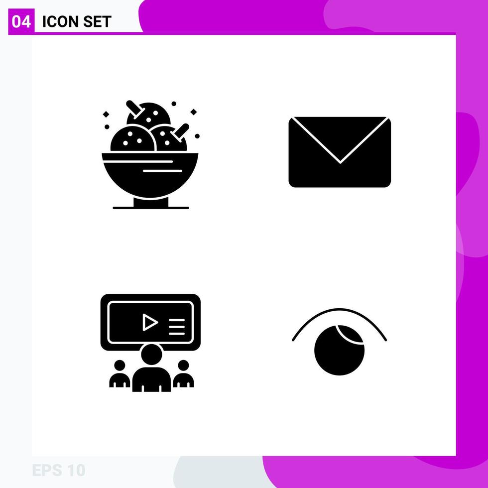 Solid Icon set Pack of 4 Glyph Icons isolated on White Background for Web Print and Mobile vector