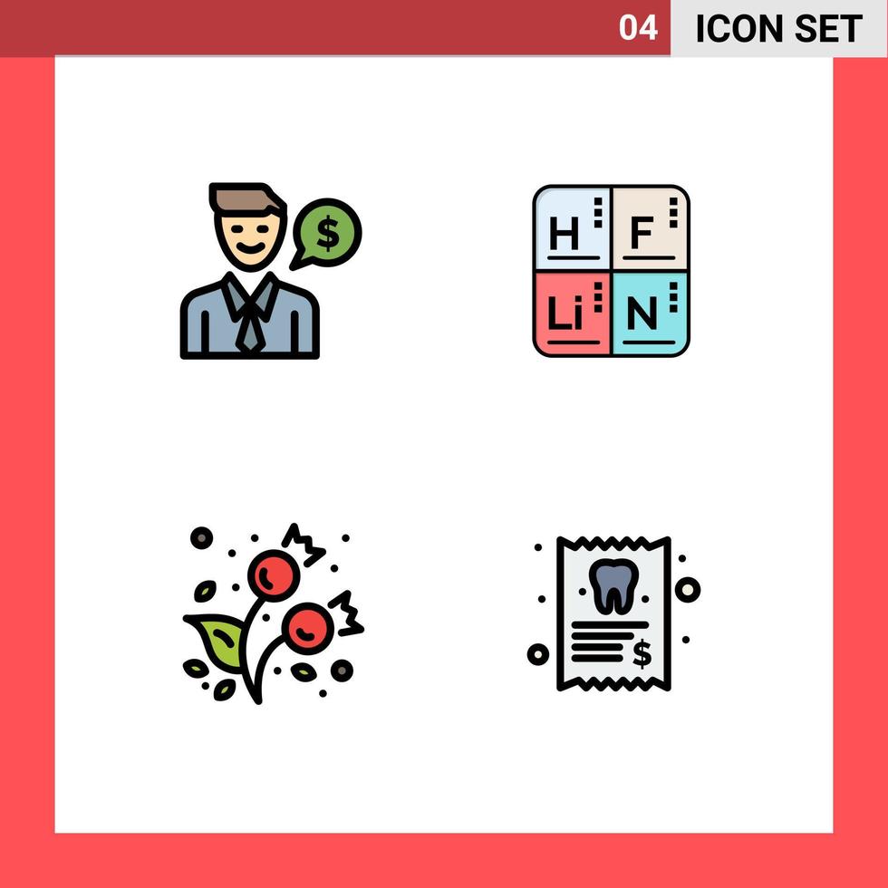 4 Creative Icons Modern Signs and Symbols of man berries dollar elements cold Editable Vector Design Elements