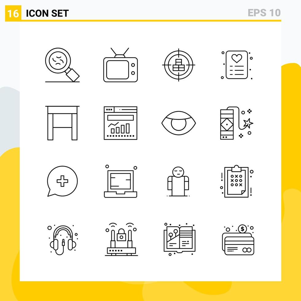Collection of 16 Universal Line Icons Icon Set for Web and Mobile vector