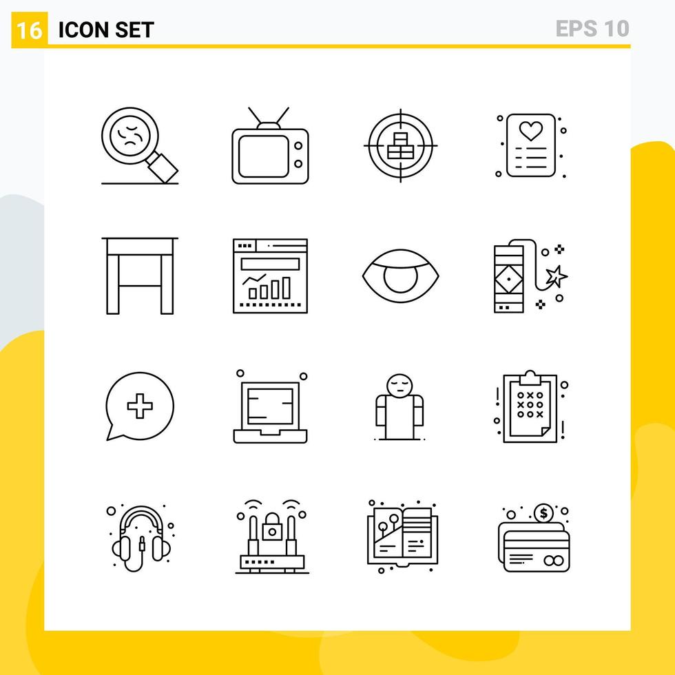 colección de 16 iconos de línea universal conjunto de iconos para web y móvil vector