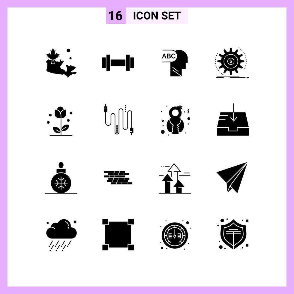 16 Icons in Solid Style Glyph Symbols on White Background Creative Vector Signs for Web mobile and Print