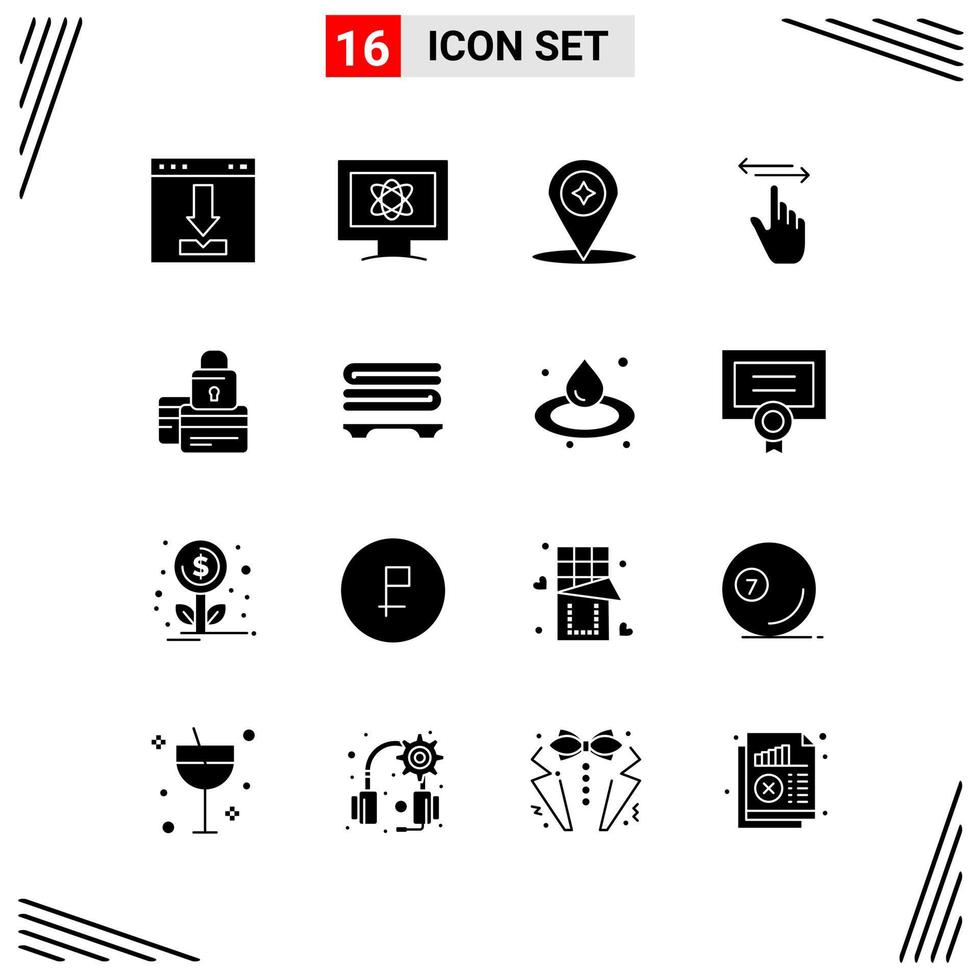 16 Icons Solid Style Grid Based Creative Glyph Symbols for Website Design Simple Solid Icon Signs Isolated on White Background 16 Icon Set vector