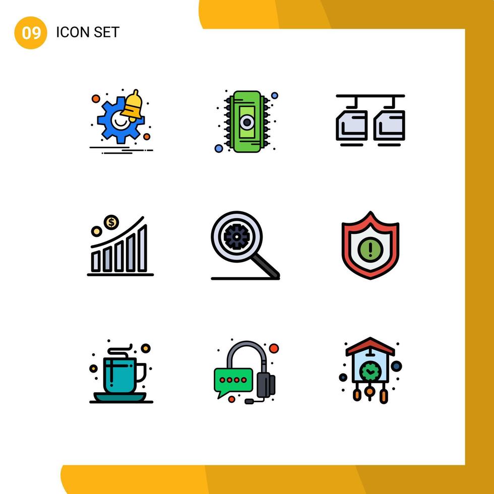 Pictogram Set of 9 Simple Filledline Flat Colors of options statistic cable money business Editable Vector Design Elements