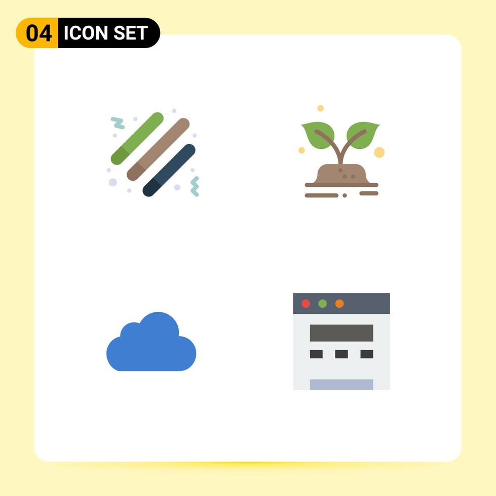 4 Creative Icons Modern Signs and Symbols of drum data light stick world cloudy Editable Vector Design Elements