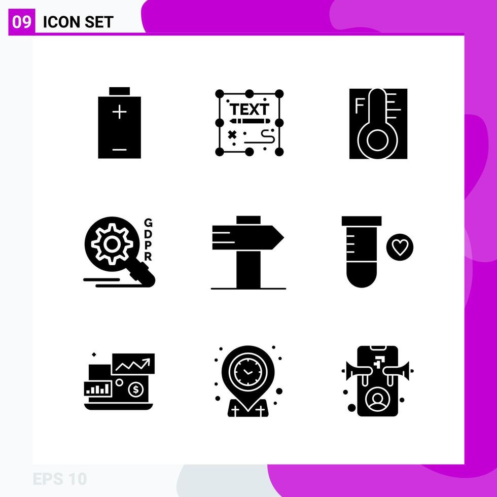 Solid Icon set Pack of 9 Glyph Icons isolated on White Background for Web Print and Mobile vector
