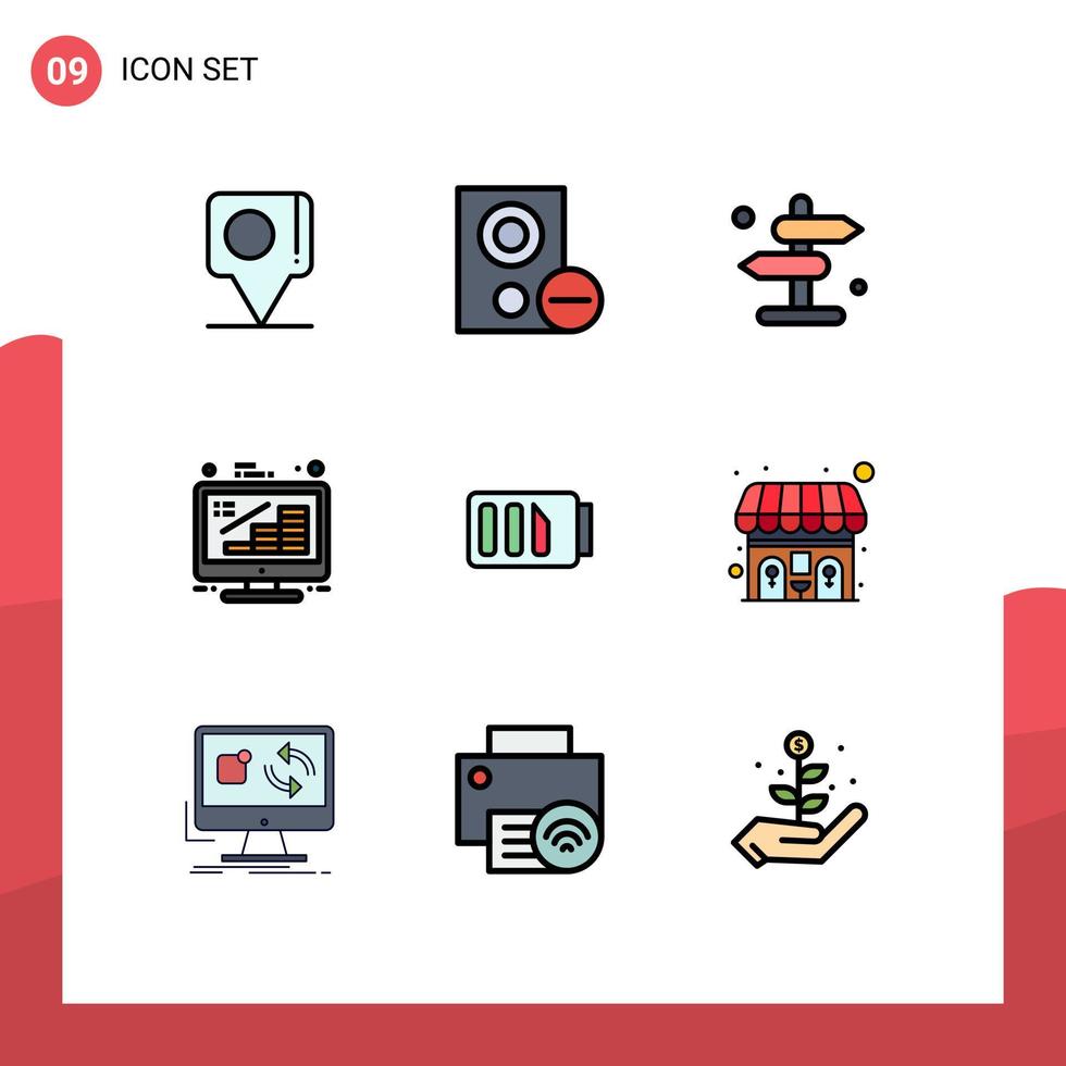 Set of 9 Modern UI Icons Symbols Signs for management finance remove coins road Editable Vector Design Elements