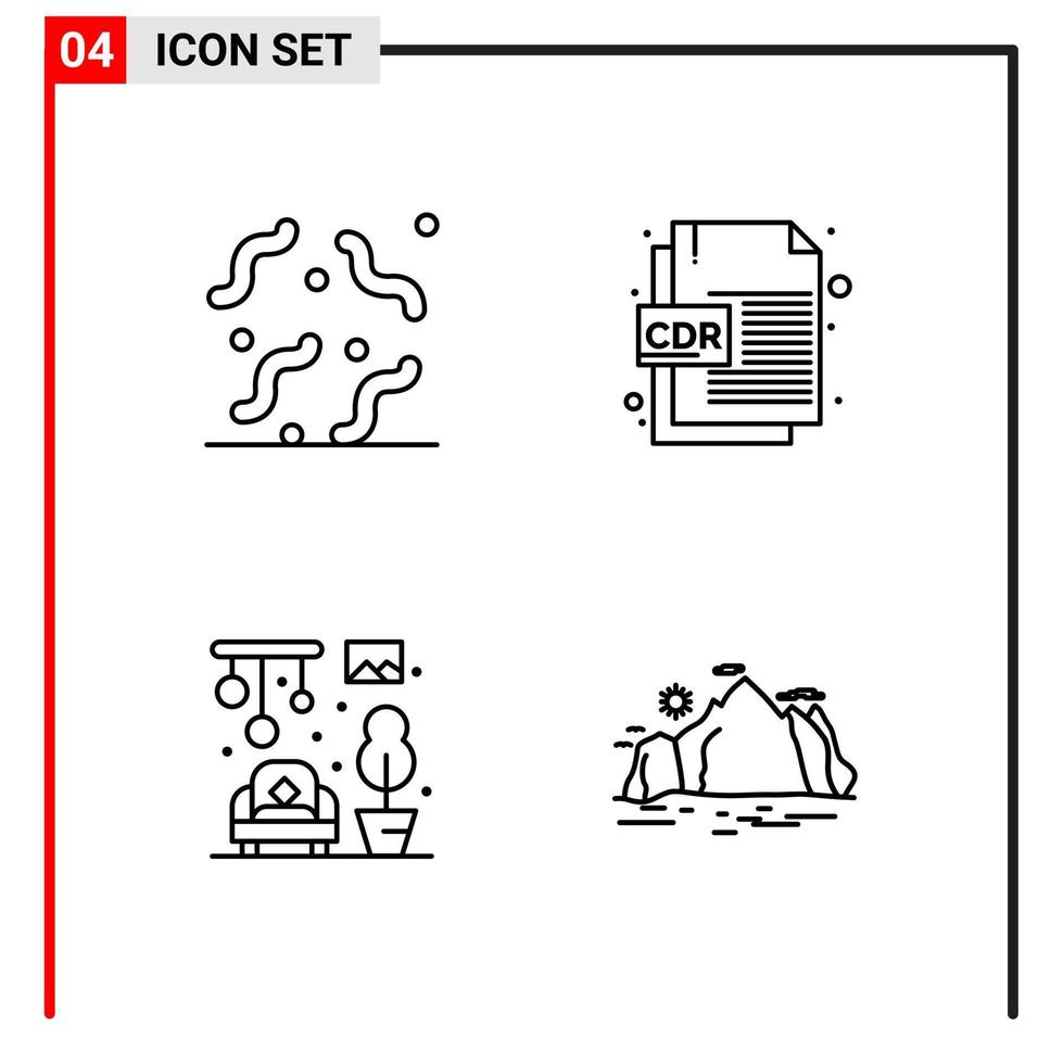 4 General Icons for website design print and mobile apps 4 Outline Symbols Signs Isolated on White Background 4 Icon Pack vector