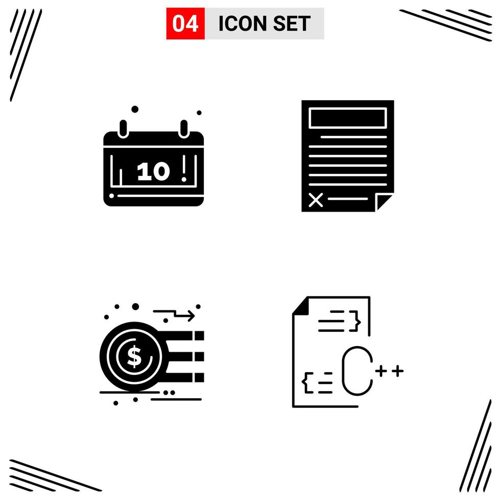 4 Icons Solid Style Grid Based Creative Glyph Symbols for Website Design Simple Solid Icon Signs Isolated on White Background 4 Icon Set vector