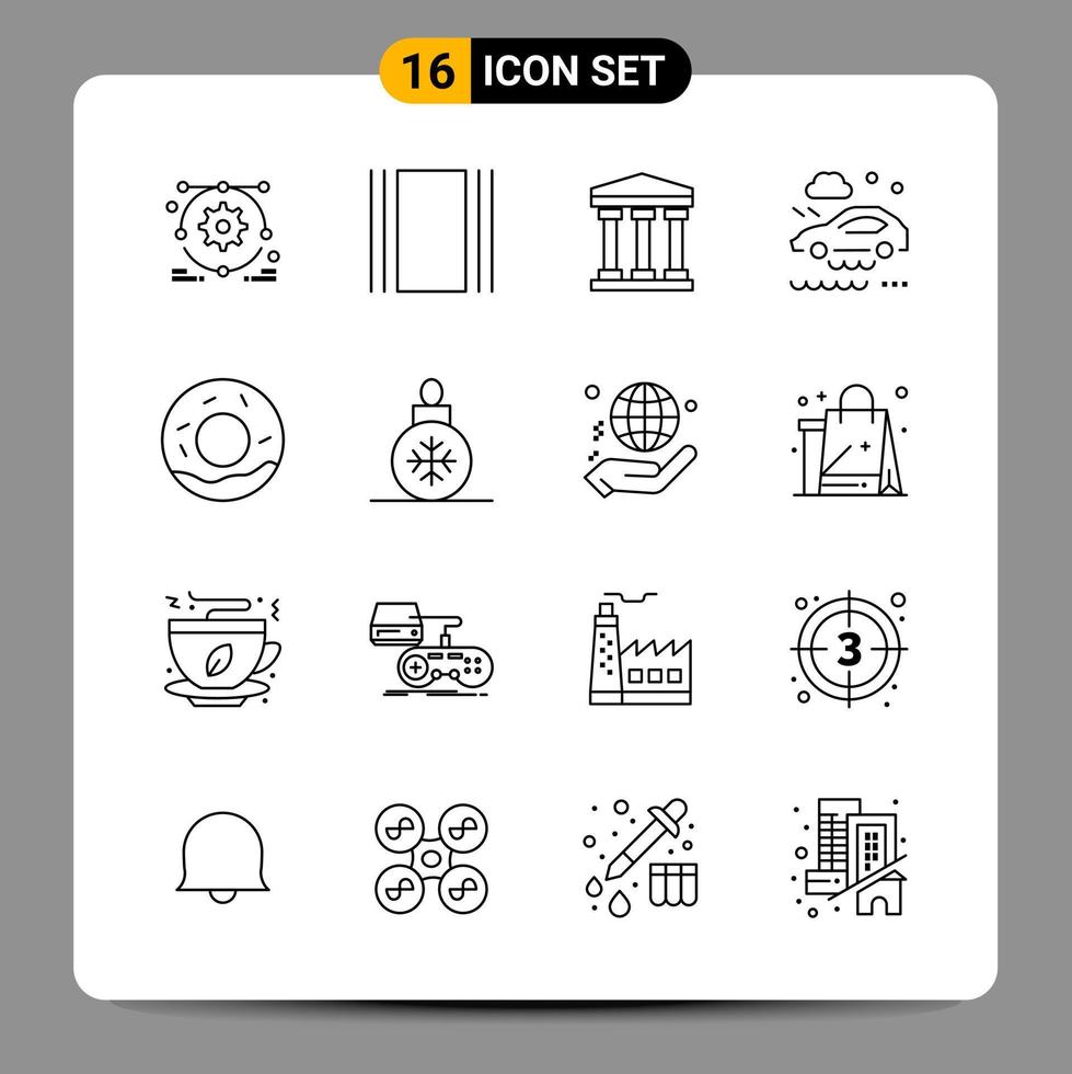 16 Black Icon Pack Outline Symbols Signs for Responsive designs on white background 16 Icons Set vector