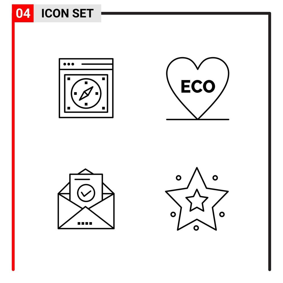4 General Icons for website design print and mobile apps 4 Outline Symbols Signs Isolated on White Background 4 Icon Pack vector