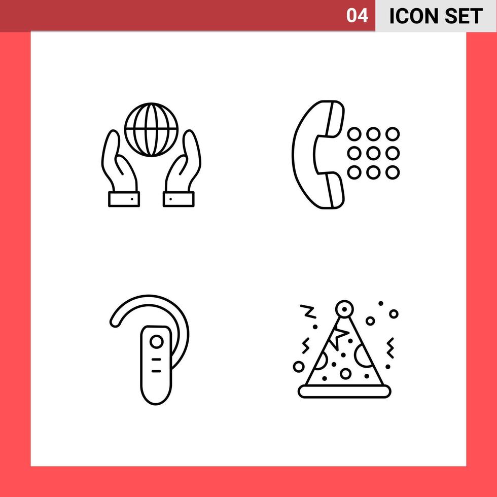 4 Icon Pack Line Style Outline Symbols on White Background Simple Signs for general designing vector
