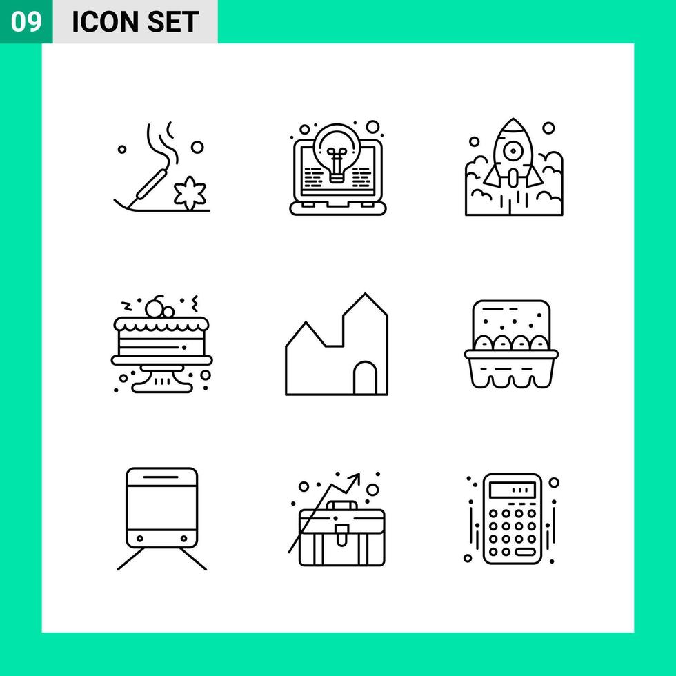 Pack of 9 Line Style Icon Set Outline Symbols for print Creative Signs Isolated on White Background 9 Icon Set vector