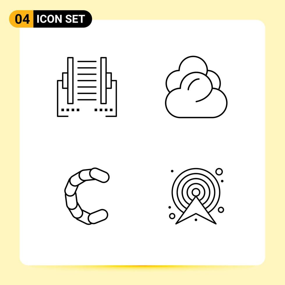 Modern Set of 4 Filledline Flat Colors Pictograph of computer chain coin digital cloud crypto Editable Vector Design Elements