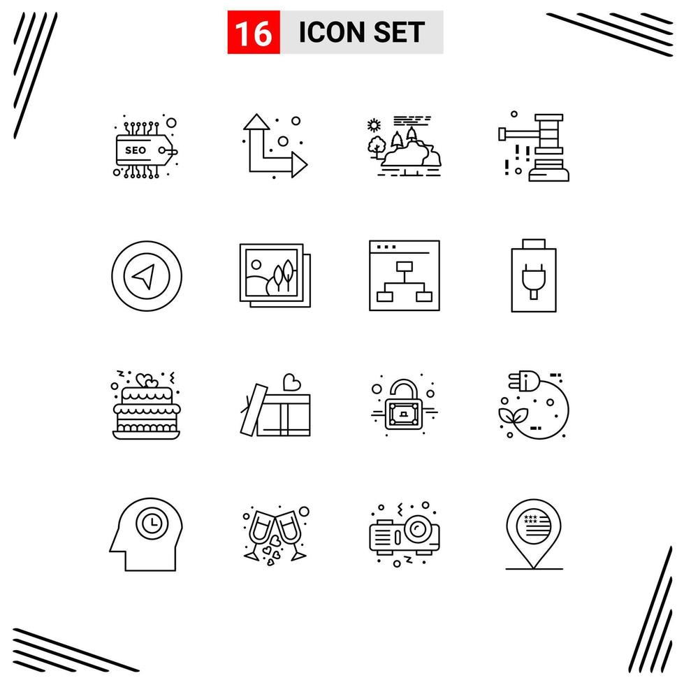 Pack of 16 creative Outlines of navigation valentine nature sale chaffer Editable Vector Design Elements