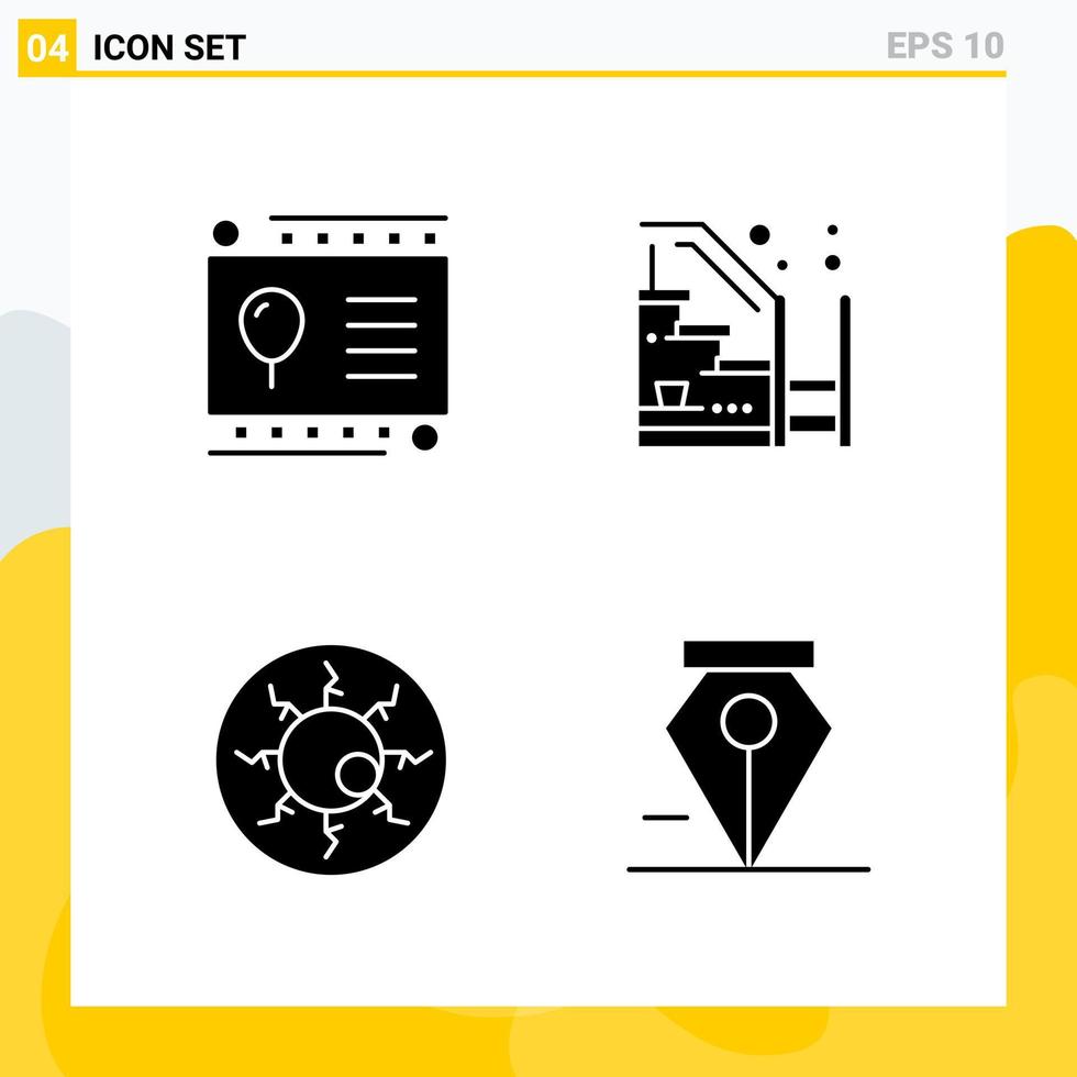 Collection of 4 Universal Solid Icons Icon Set for Web and Mobile vector