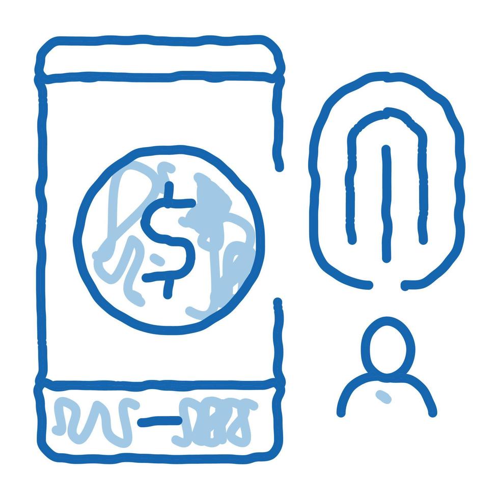fingerprint access to accounts doodle icon hand drawn illustration vector