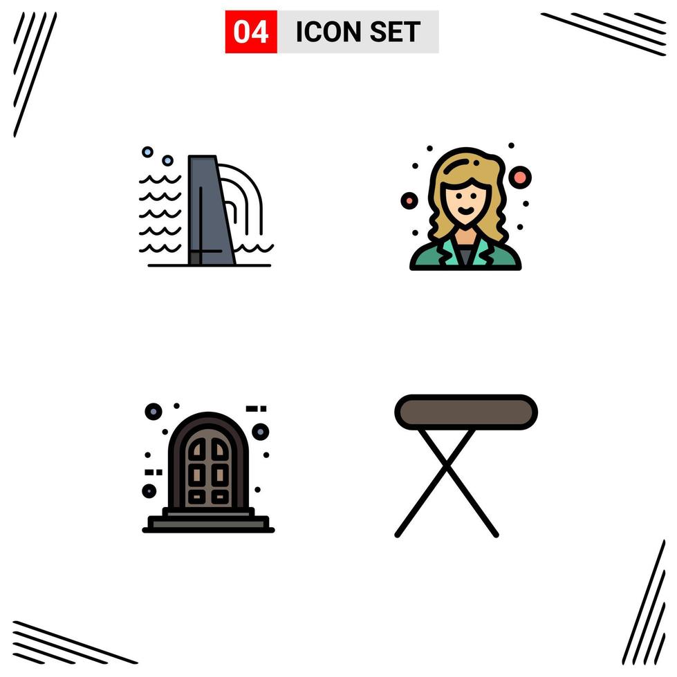 4 Universal Filledline Flat Color Signs Symbols of building panel industry researcher appliances Editable Vector Design Elements