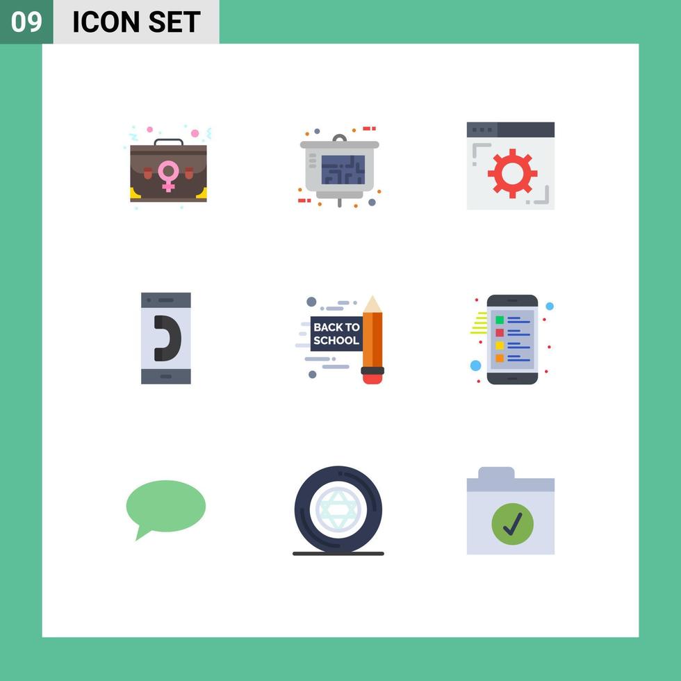 Modern Set of 9 Flat Colors and symbols such as outgoing contact real estate communication webpage Editable Vector Design Elements